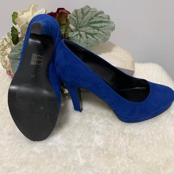 Call It Spring Suede Blue Heels - Picture 2 of 8
